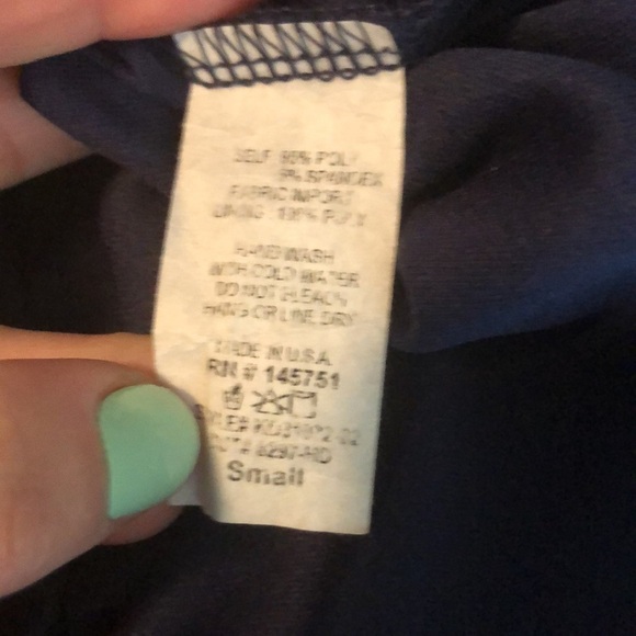 41 Hawthorn Dress Dark Blue Red Geometric Dress Layered Bust Tie Waist Lined S - Picture 6 of 7